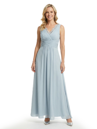 Modern V-Neck Chiffon Mother Of The Groom Dresses Ruched A-Line Formal Gown
