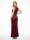 Simple V-neck Lace Mermaid Satin Maxi Prom Dresses For Evening Party