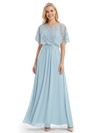 Classy Lace Capelet Mother Of The Groom Dress A-Line Chiffon Floor Length Evening Gown