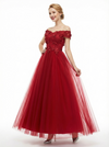 Elegant Off The Shoulder A-line Long Tulle Party Prom Dresses