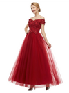 Elegant Off The Shoulder A-line Long Tulle Party Prom Dresses
