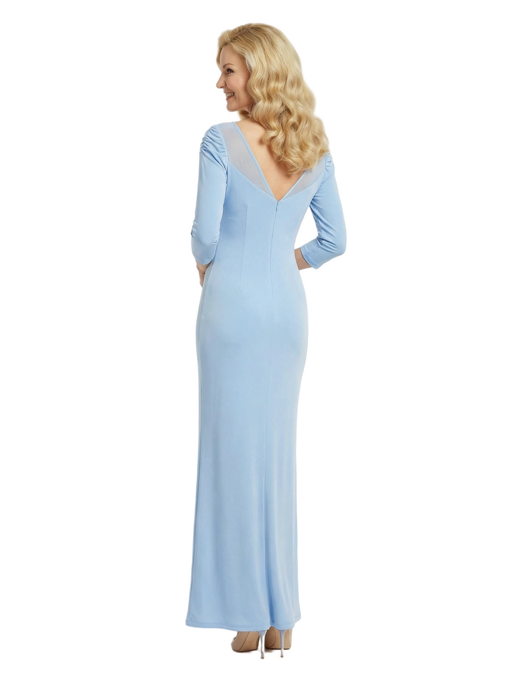 Modern Chiffon Mother Of The Bride Dress V-Neck Long Sleeves Chiffon Maxi Gown