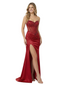 Sexy Sweetheart Sleeveless Beaded Ruched Satin Mermaid Prom Dress Side Slit