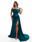 Elegant Off The Shoulder Mermaid Side Slit Soft Satin Unique Long Bridesmaid Dresses Online