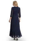 Chicsew V-Neck 3/4 Sleeves Ruffles A-Line Chiffon Modern Mom Of The Groom Dresses
