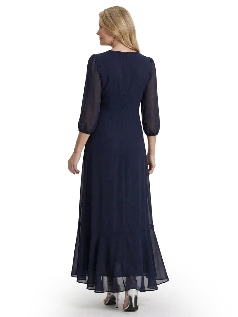 Chicsew V-Neck 3/4 Sleeves Ruffles A-Line Chiffon Modern Mom Of The Groom Dresses