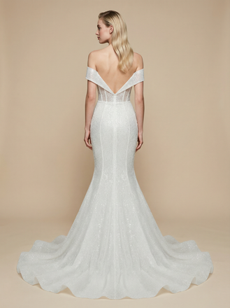 Mermaid Off Shoulder Sleeveless Maxi Long Sequin Wedding Dresses Online