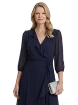 Chicsew V-Neck 3/4 Sleeves Ruffles A-Line Chiffon Modern Mom Of The Groom Dresses