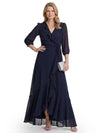 Chicsew V-Neck 3/4 Sleeves Ruffles A-Line Chiffon Modern Mom Of The Groom Dresses