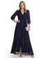 Chicsew V-Neck 3/4 Sleeves Ruffles A-Line Chiffon Modern Mom Of The Groom Dresses