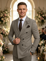 Classic 1 Piece Grey Men's Suit with Regular Fit and Sophisticated Peak Lapel