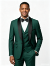 Color Blocking 2 Piece Green Men's Suit with Regular Fit and Sophisticated Peak Lapel
