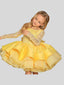 Cute White Sequins Lace Flower Girls Dresses Crew New Feather Knee Length Tutu A Line Girls' Party Gowns With Bow Tie