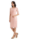 Elegant Lace Half Sleeves Knee Length Short Mother of The Groom Dresses