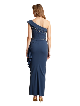 Sexy One Shoulder Side Slit Mermaid Jersey Long Formal Dresses For Women