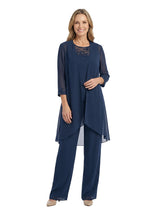 ChicSew Elegant Chiffon 3/4 Sleeves Pant Suit For Mother Of The Bride With Jacket