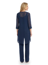 ChicSew Elegant Chiffon 3/4 Sleeves Pant Suit For Mother Of The Bride With Jacket