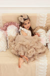 Cute Lace Flower Girls Dresses Crew New Knee Length Tutu A Line Girls' Party Gowns With Bow Tie