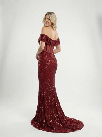 Sparkly Off Shoulder Mermaid Sequined Long Evening Prom Dresses