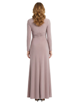 Mother of The Bride Dress Long Sleeve V-Neck Ruched Maxi Pretty Timeless Formal Wedding Guest Gown