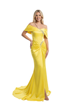 Elegant Off Shoulder Mermaid Beading Ruched Long Satin Evening Prom Dresses