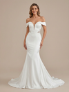 Mermaid Off Shoulder Sweetheart Maxi Long Satin Wedding Dresses Online