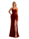 Mermaid Winter Spaghetti Straps Velvet Bridesmaid Dresses - ChicSew