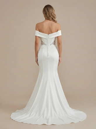 Mermaid Off Shoulder Sweetheart Maxi Long Satin Wedding Dresses Online