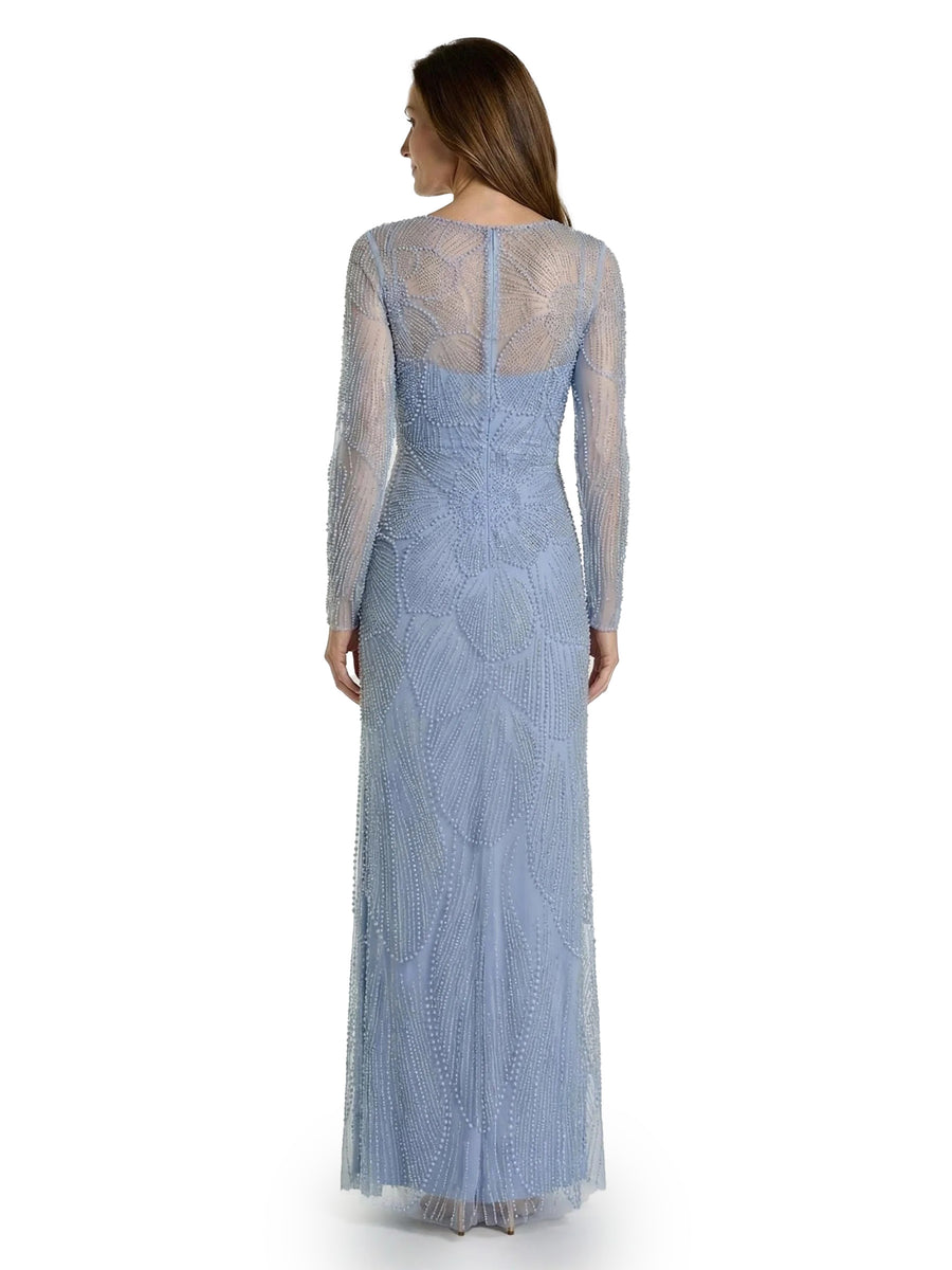 Chicsew Fancy Jewel Sheath Long Sleeves Beaded Mother of The Bride Dress