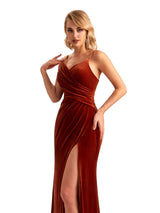 Mermaid Winter Spaghetti Straps Velvet Bridesmaid Dresses