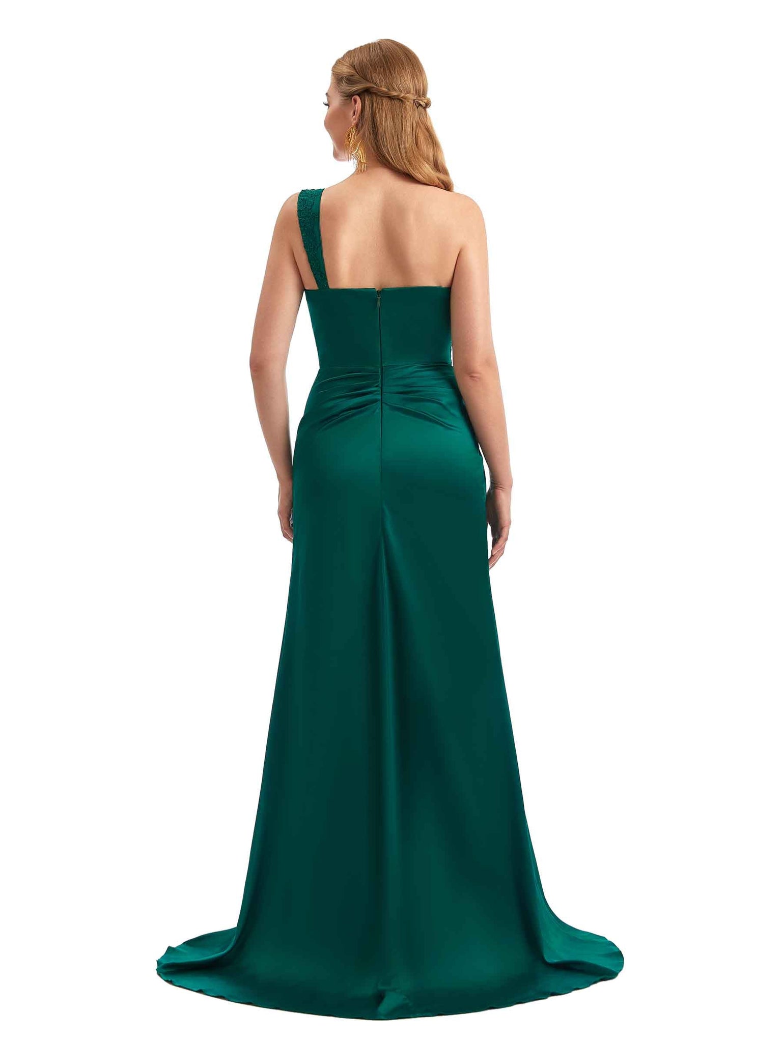 Unique One Shoulder Spring Mermaid Satin Bridesmaid Dresses