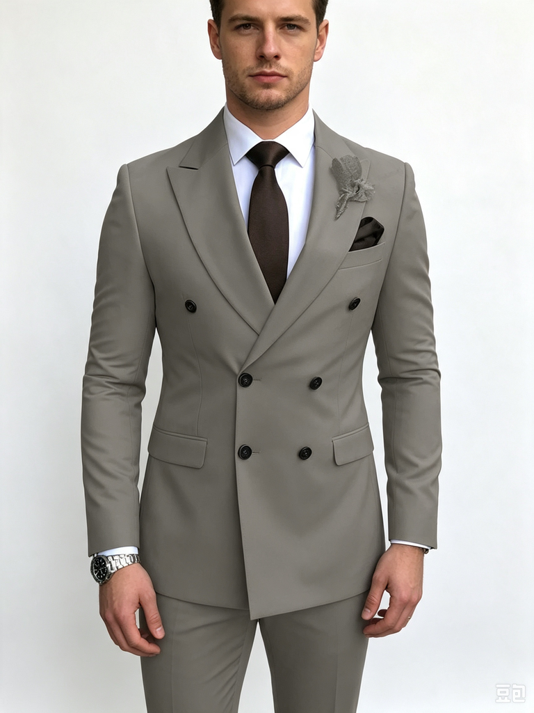 Classic 1 Piece Grey Men's Suit with Regular Fit and Sophisticated Peak Lapel
