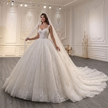 ChicSew Luxurious A-Line Sequined Ball Gown Wedding Dress