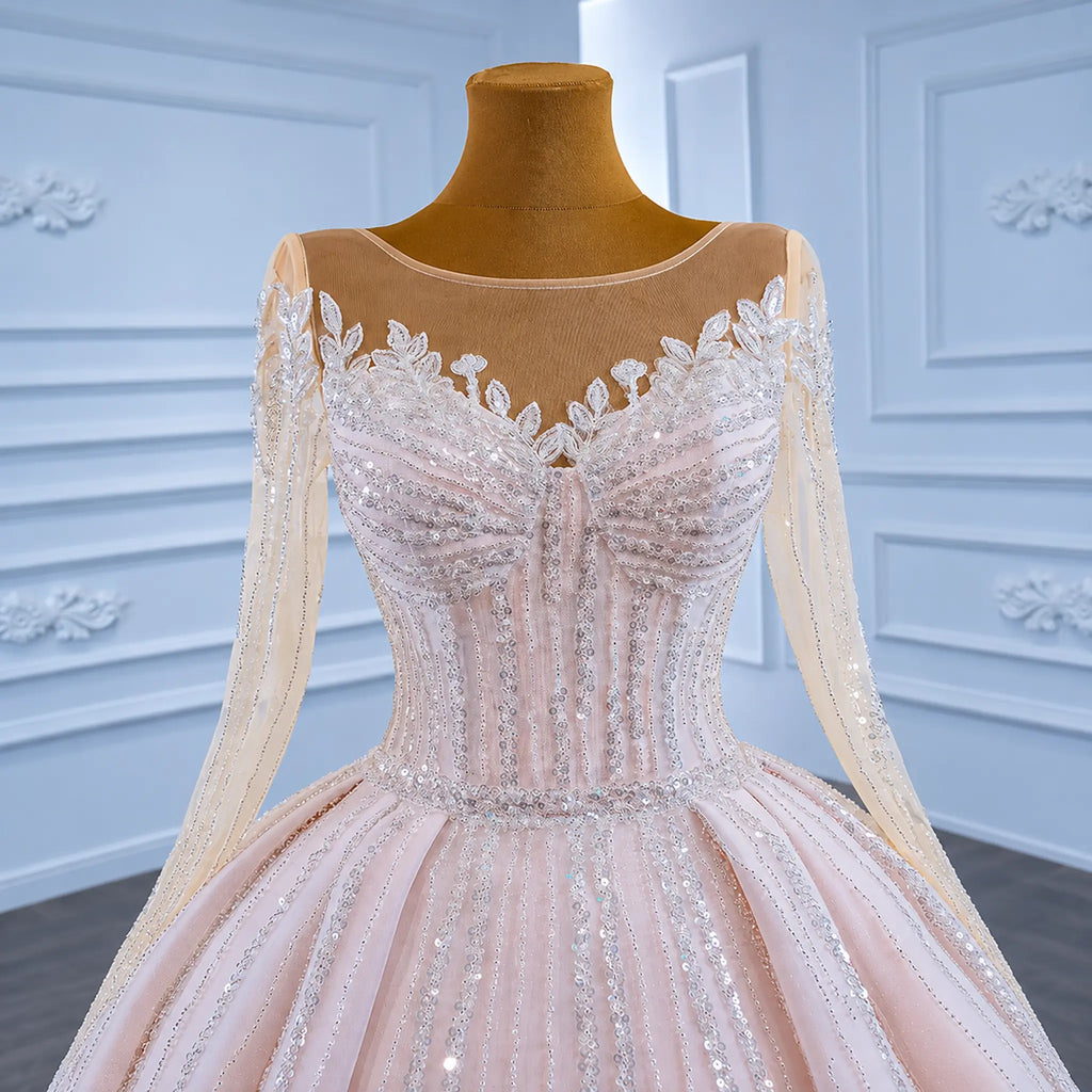 ChicSew Luxurious Sequined Illusion Ball Gown Wedding Dress