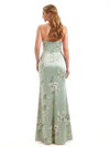 Beautiful Halter Side Slit Mermaid Floral Satin Maxi Floral Formal Dresses For Women