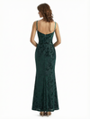 Sexy Side Slit V-neck Floral Burnout Velvet Long Formal Evening Gown Dresses