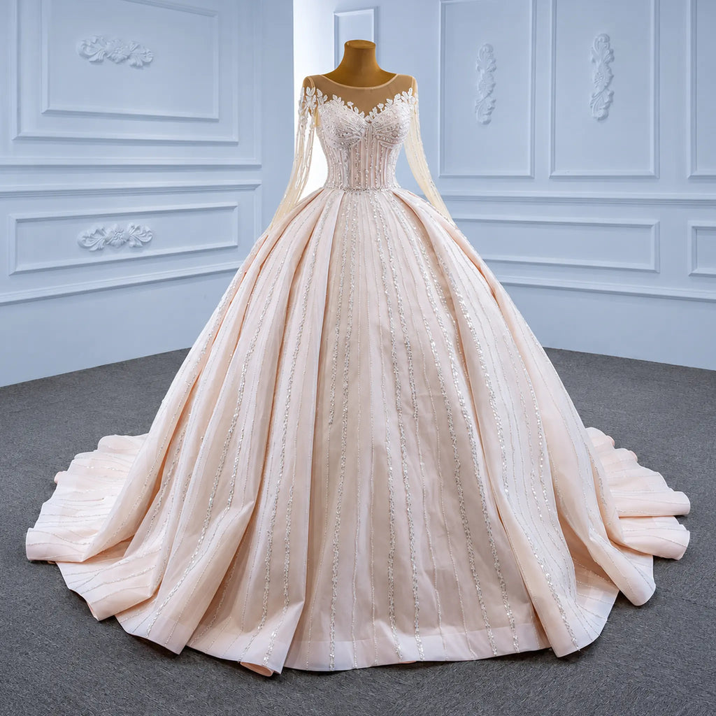 ChicSew Luxurious Sequined Illusion Ball Gown Wedding Dress