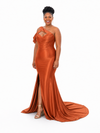 ChicSew Sexy Asymmetric Ruching Mermaid Soft Satin Floor-Length Bridesmaid Dresses
