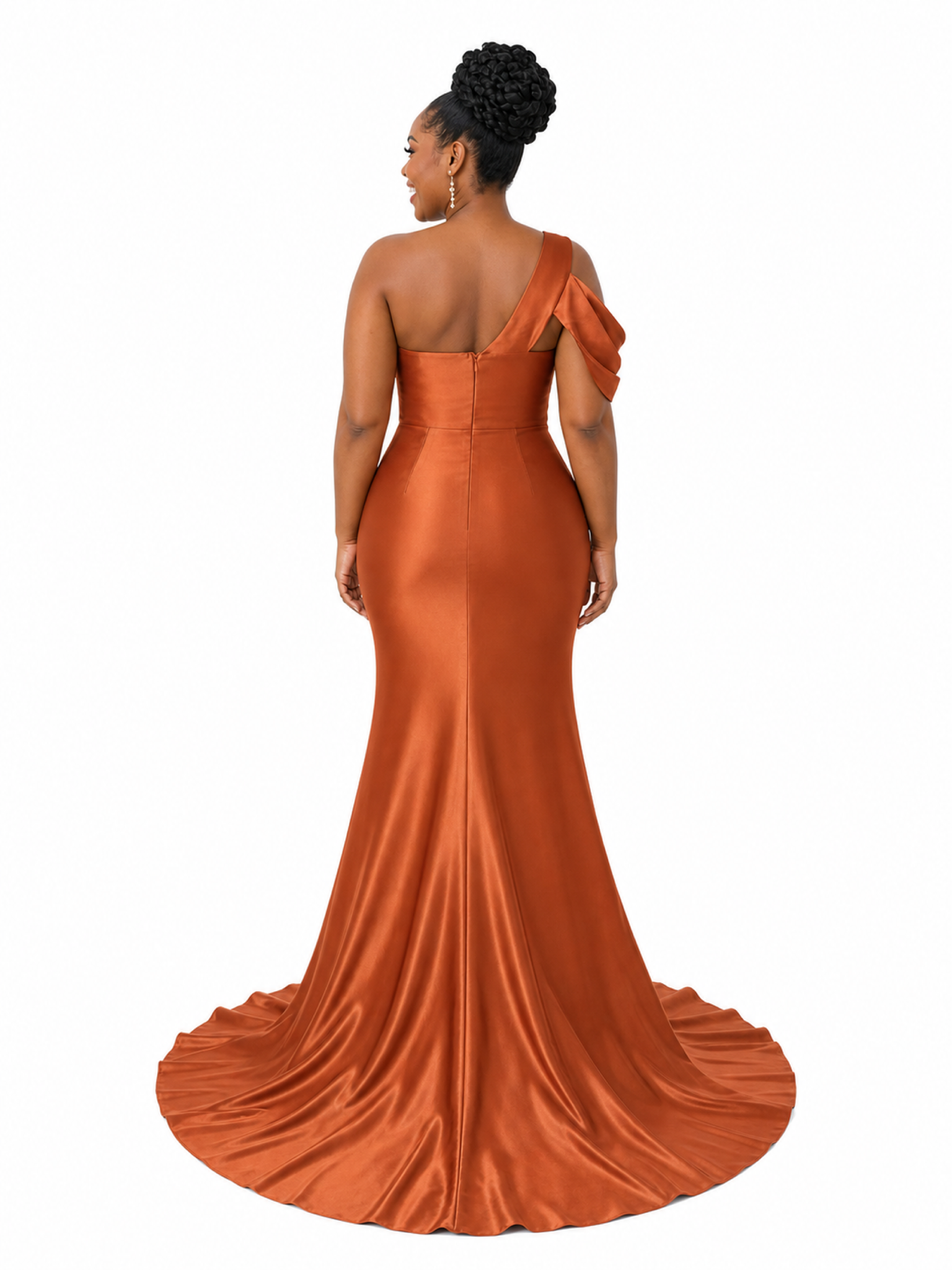 ChicSew Sexy Asymmetric Ruching Mermaid Soft Satin Floor-Length Bridesmaid Dresses