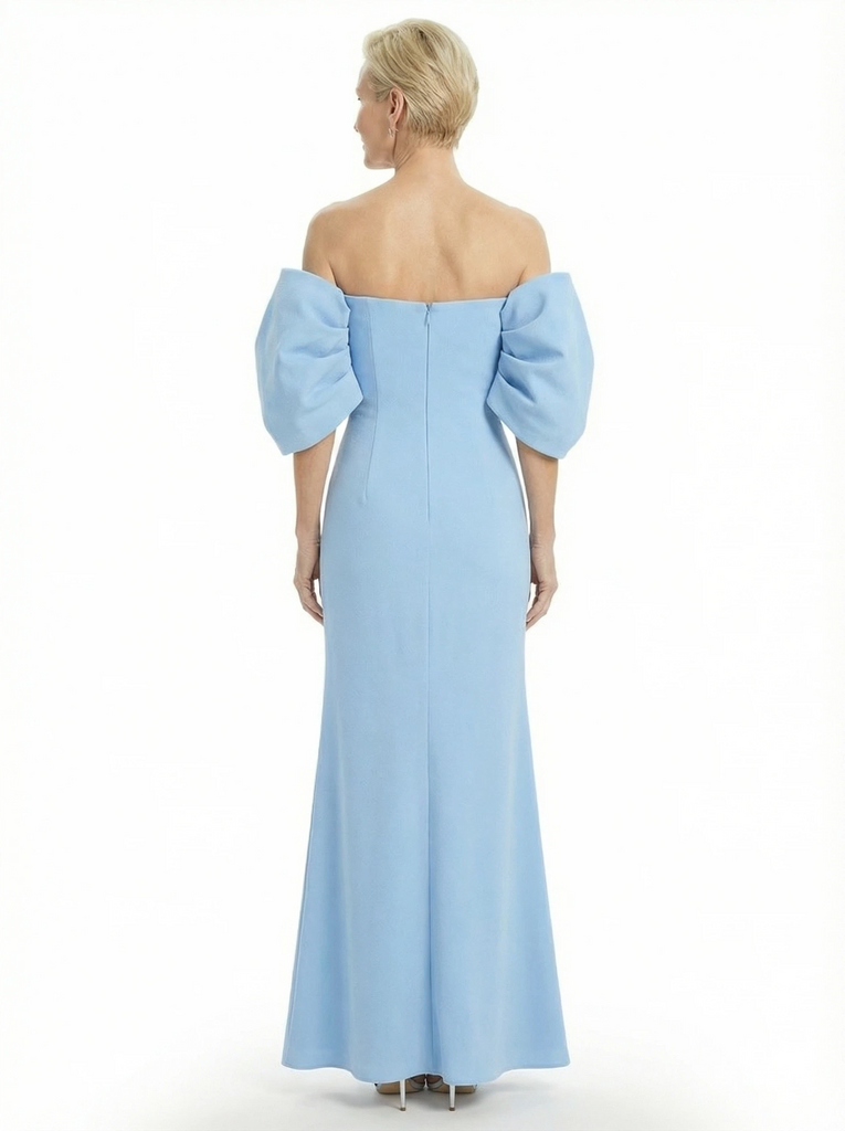 Sexy Off The Shoulder Short Sleeves Side Slit Floor-Length Mermaid Mother Of The Groom Dress