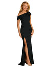Elegant Sleeveless Asymmetrical Side Slit Mermaid Crepe Long Mother of The Bride and Groom Dresses