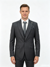 Classic 3 Piece Dark Grey Men's Suit with Regular Fit and Sophisticated Peak Lapel