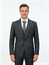 Classic 1 Piece Dark Grey Men's Suit with Regular Fit and Sophisticated Peak Lapel