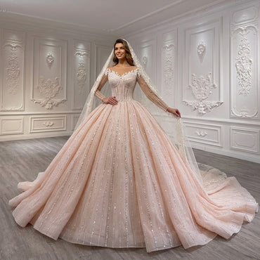 ChicSew Luxurious Sequined Illusion Ball Gown Wedding Dress