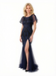 Elegant Chiffon Short Sleeves Mermaid Lace Applique Long Mother of The Bride Dresses