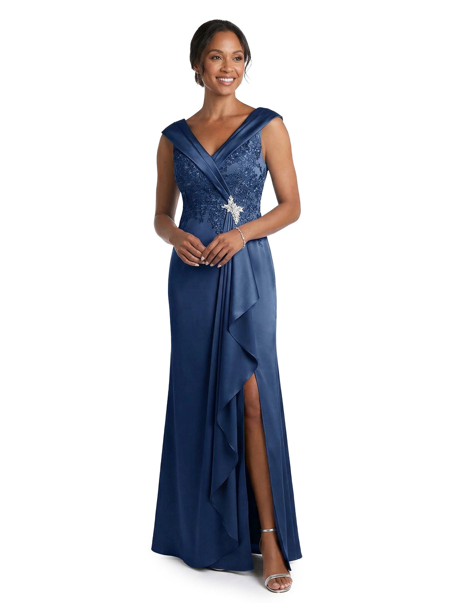 ChicSew Lace Silky Satin Spaghetti Straps Mermaid Floor Length Mother Of The Bride Gown