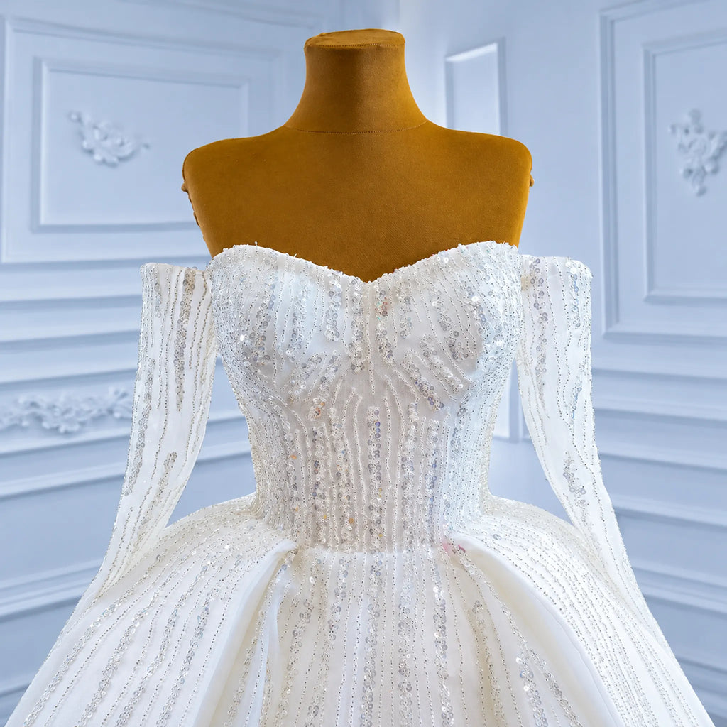 ChicSew Luxurious Off Shoulder Ball Gown Wedding Dress With Sequin