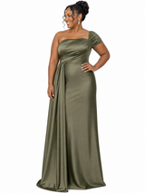 ChicSew Modern Strapless Short Sleeves Mermaid Soft Satin Floor-Length Bridesmaid Dresses
