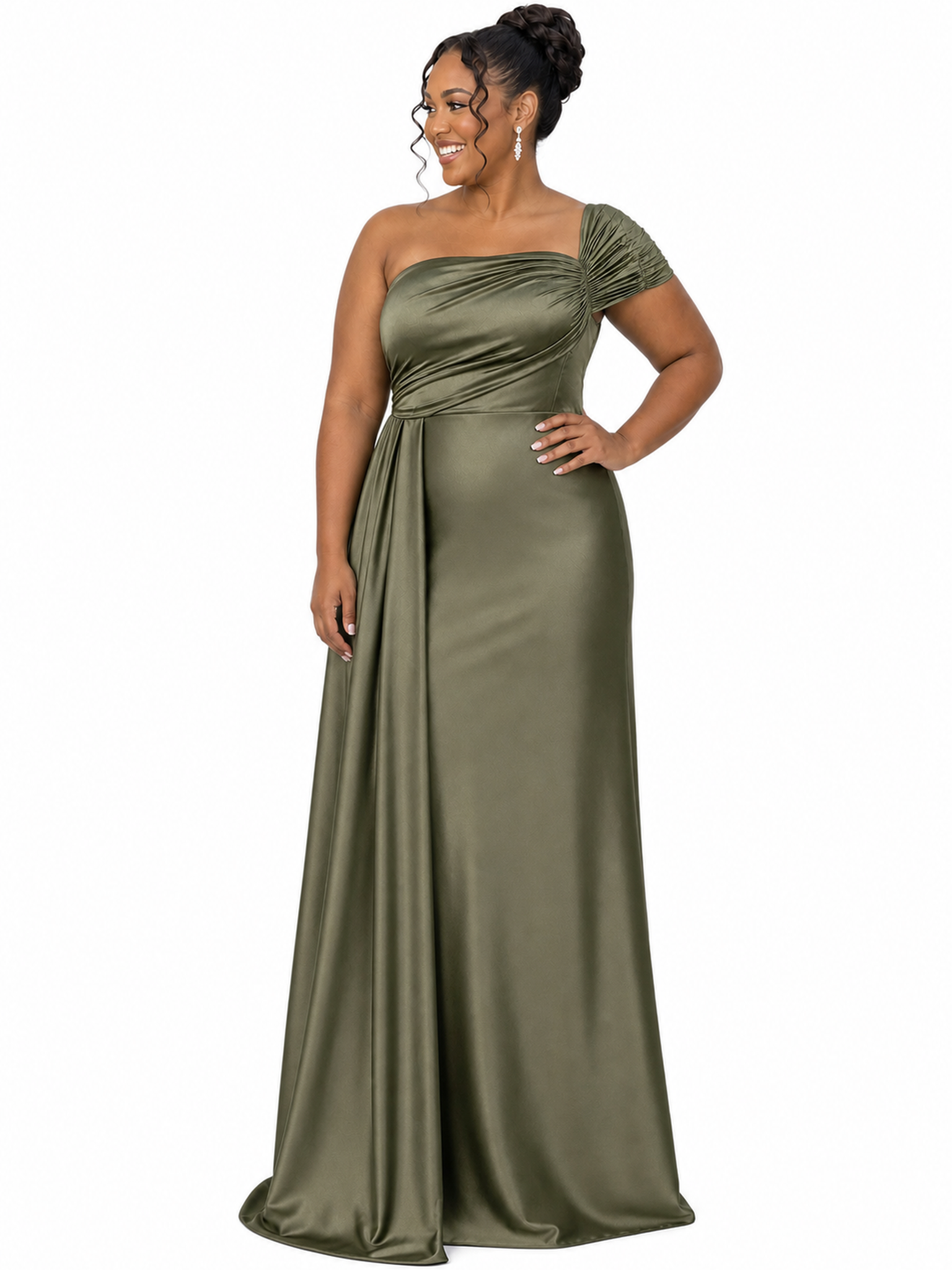 ChicSew Modern Strapless Short Sleeves Mermaid Soft Satin Floor-Length Bridesmaid Dresses