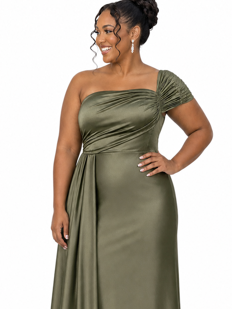 ChicSew Modern Strapless Short Sleeves Mermaid Soft Satin Floor-Length Bridesmaid Dresses